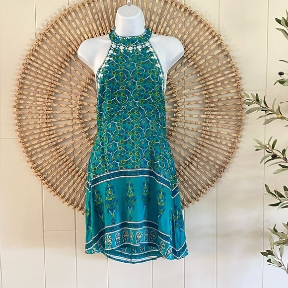 Halter dress Arnhem Halter mini drifter sun dress blue greens New size small - Picture 2 of 9